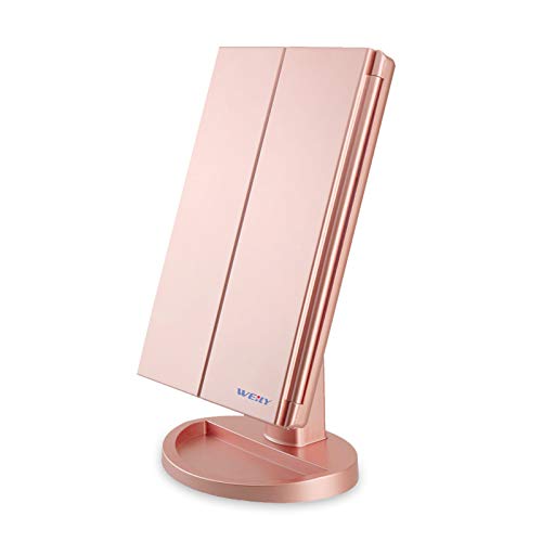Kongqiabona-UK Espejo de Maquillaje con luz LED Espejo de vanidad con Pantalla táctil Aumento de 10X Espejo de Punto Espejo cosmético de encimera 